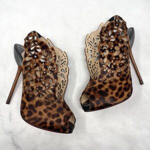 Christian Louboutin Markesling 120 Pony Leopard Calf Hair Slingback Heels 35.5
